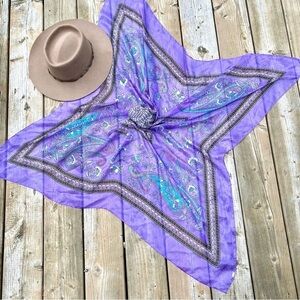 Purple dream SILK boho scarf w paisley Gypsy vibe